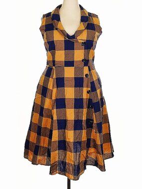 Collectif Yellow Plaid with Buttons